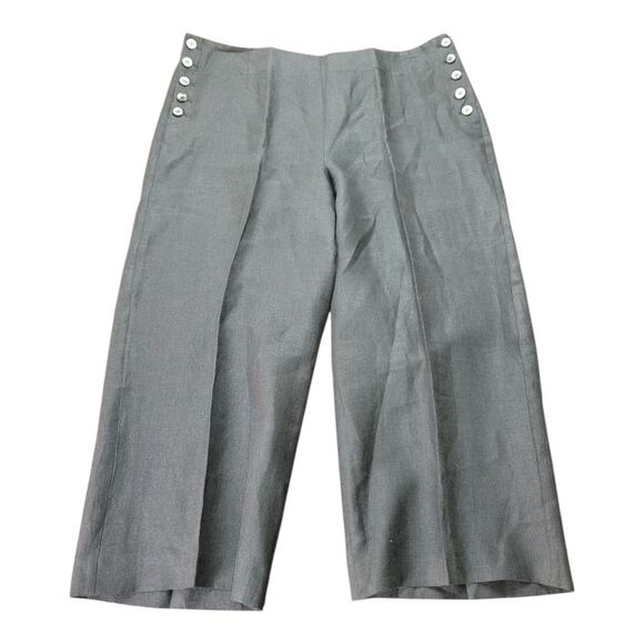 Talbots Chelsea Crop Pants Black Linen Sailor Button Fly Women's Plus Size 16 - Picture 7 of 13